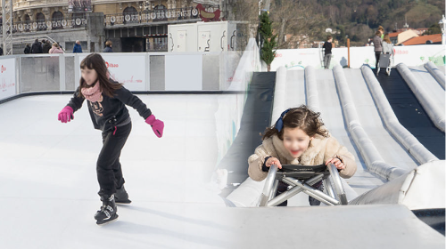 Pista de hielo y tobogán