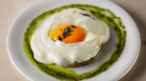 Delicia de patata, hongo y yema de huevo